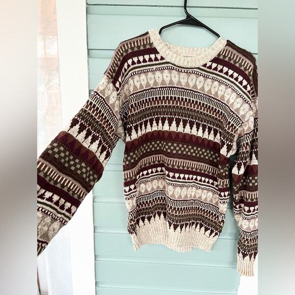 Vintage eclectic grandpa sweater quirky unique weird funky cotton ramie unisex M - Picture 3 of 8